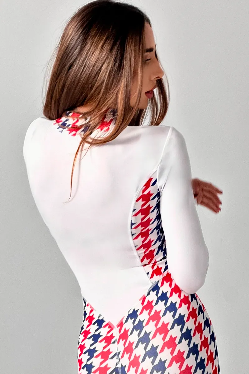 Skiers jumpsuit, Red-blue pepito, image 3